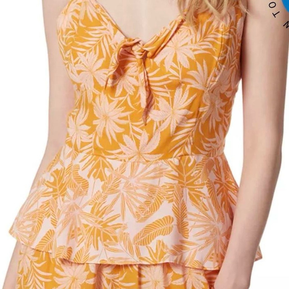 Jessica Simpson Orange and Pink Floral Peplum Top